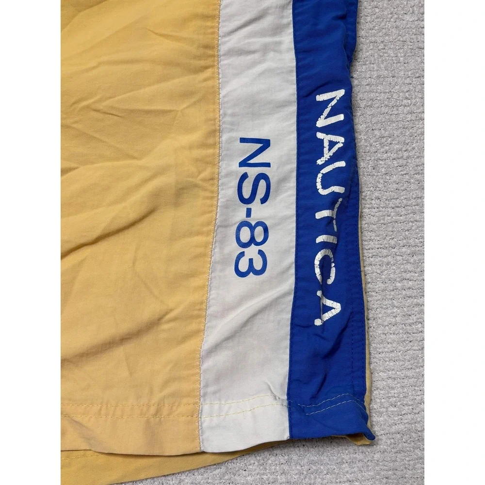 Nautica Mens Swim Trunks Size L Board Shorts Yellow Nylon Colorblock NS-83